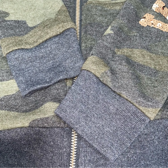 NWOT VS Pink Camo Hoodie with Rose Gold Sequins - Picture 11 of 16